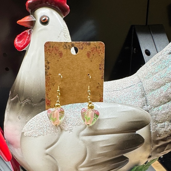 Floral Glass Earrings with Gold Accents 2/$22 - Picture 1 of 5